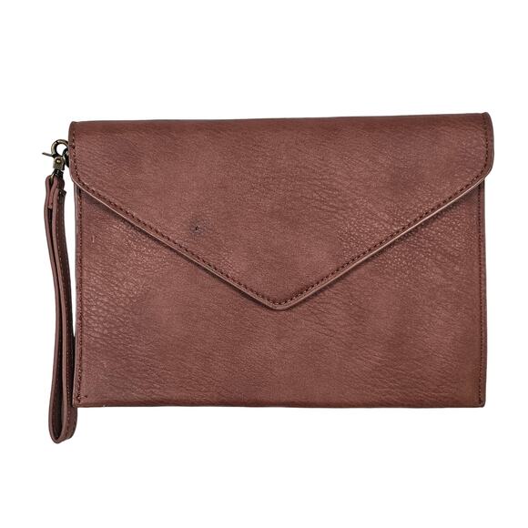 Unbranded Handbags - Soft Brown Faux Leather Envelope Tablet Clutch Pocketbook Purse